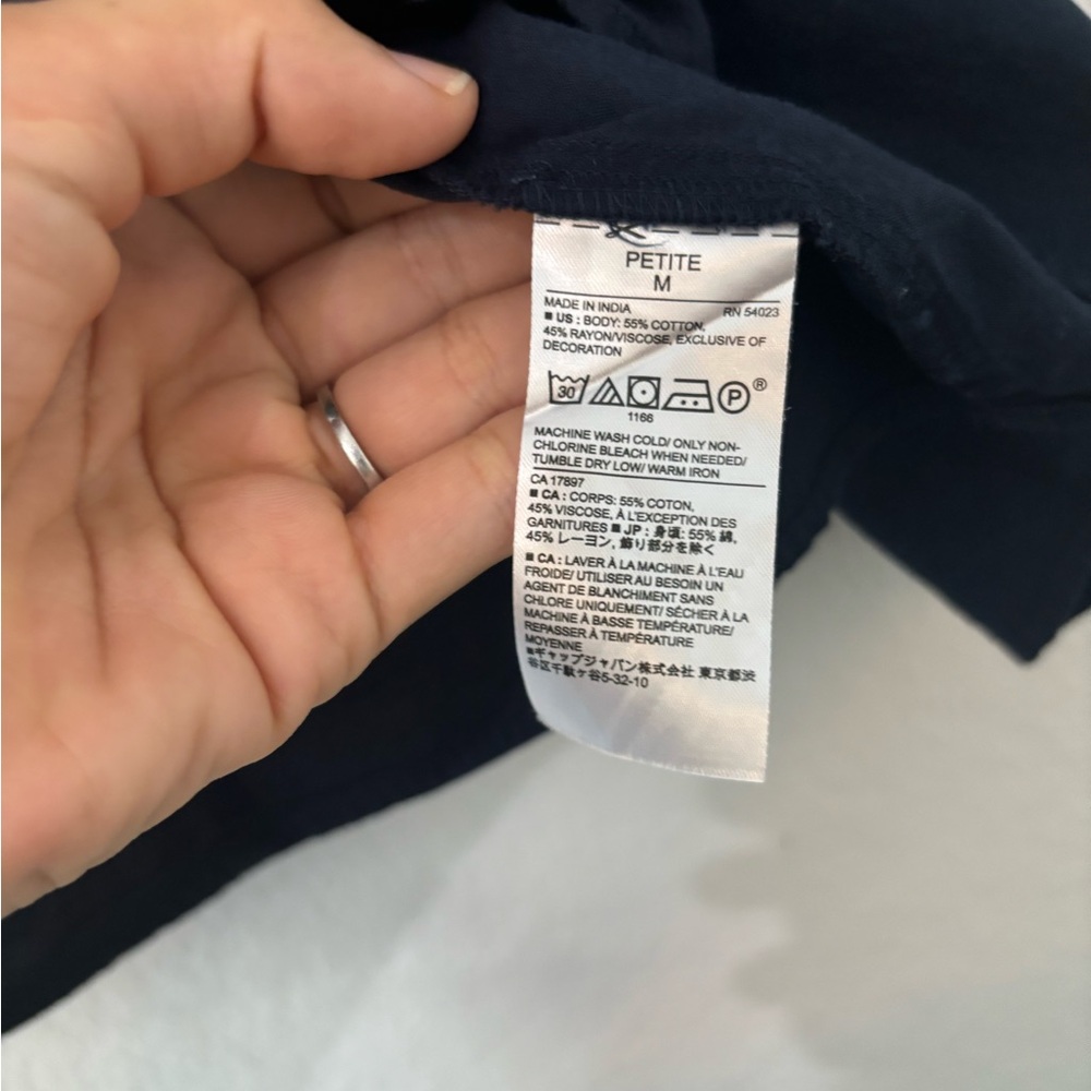 Banana Republic Embellished Open Back Flutter Sleeve Top Navy Blue Medium petite - Picture 3 of 7